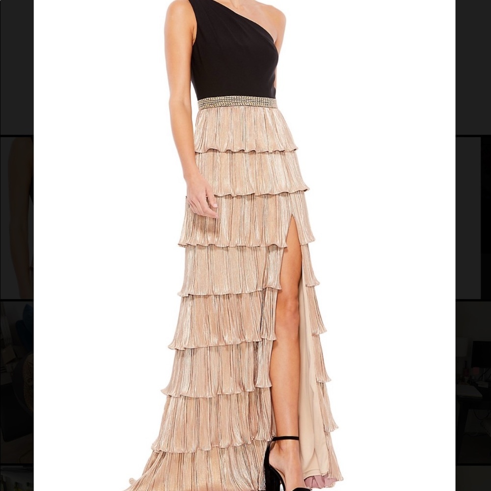 One Shoulder Tiered A-Line Gown